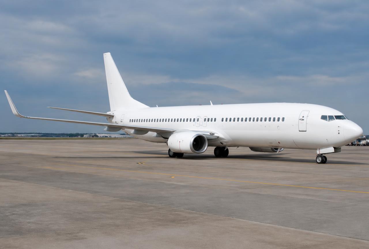 Representative image of an unmarked Boeing 737 Next Generation aircraft with winglets on an apron